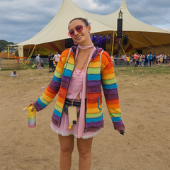 Rainbow Cotton Stonewashed Zip Hoody