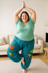 Hippy Butterfly & Flower Pattern Cotton "Marian" Trousers