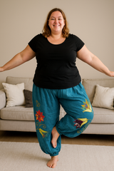 Hippy Butterfly & Flower Pattern Cotton "Marian" Trousers