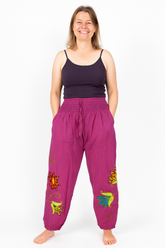 Hippy Butterfly & Flower Pattern Cotton "Marian" Trousers