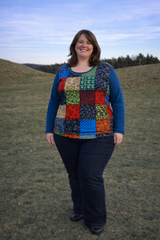 Plus Size Long Sleeve Patchwork Top