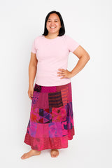 Patchwork Overdyed Cotton Skirt