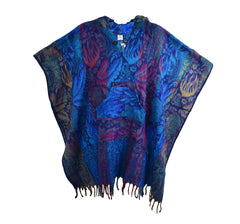 Flower Pattern Acrylic Fleece Poncho