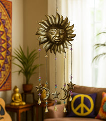 Large Gold Hanging Sun & Moon
