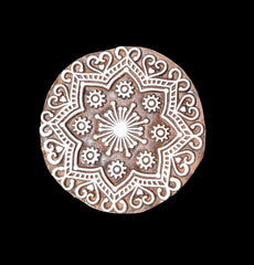 Indian Wood Printing Block - Heart Flower (7cm)