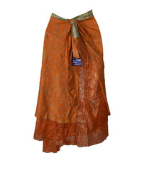 Tea Calf Length Sari Silk Wrap Skirt 58"