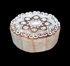 Indian Wood Printing Block - Heart Flower (7cm)