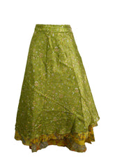 Tea Calf Length Sari Silk Wrap Skirt 70"