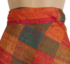 Knee Length Sari Silk Wrap Skirt 62"