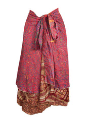 Tea Calf Length Sari Silk Wrap Skirt 70"