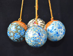 Set of 4 Small Fair Trade Hand-Painted Christmas Baubles