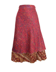 Tea Calf Length Sari Silk Wrap Skirt 70"