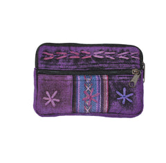 Large Hand-Embroidered Stonewashed Cotton Purse