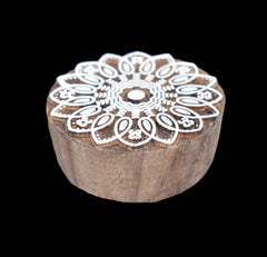 Indian Wood Printing Block - Om Flower (7cm)
