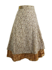 Tea Calf Length Sari Silk Wrap Skirt 58"