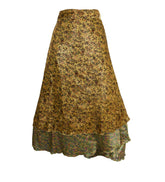 Tea Calf Length Sari Silk Wrap Skirt 68"