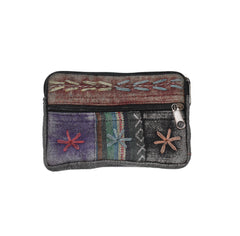 Large Hand-Embroidered Stonewashed Cotton Purse