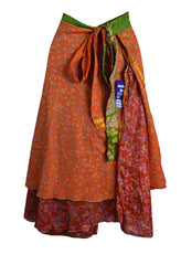Tea Calf Length Sari Silk Wrap Skirt 58"
