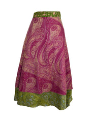 Tea Calf Length Sari Silk Wrap Skirt 60"