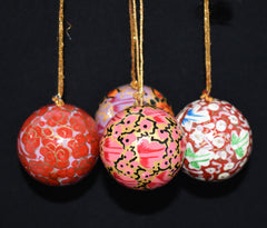 Set of 4 Small Fair Trade Hand-Painted Christmas Baubles