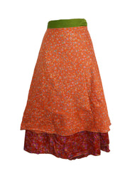 Tea Calf Length Sari Silk Wrap Skirt 58"