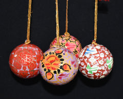 Set of 4 Small Fair Trade Hand-Painted Christmas Baubles