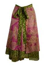 Tea Calf Length Sari Silk Wrap Skirt 56"