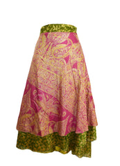 Tea Calf Length Sari Silk Wrap Skirt 56"