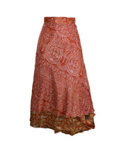 Tea Calf Length Sari Silk Wrap Skirt 68"