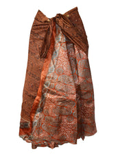 Tea Calf Length Sari Silk Wrap Skirt 68"