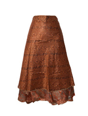 Tea Calf Length Sari Silk Wrap Skirt 68"