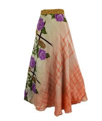 Long Sari Silk Wrap Skirt S 44"