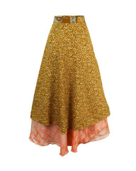 Long Sari Silk Wrap Skirt S 44"