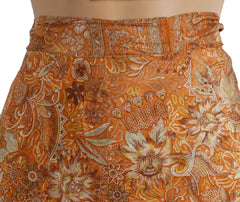 Tea Calf Length Sari Silk Wrap Skirt 66"