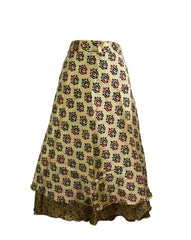 Tea Calf Length Sari Silk Wrap Skirt 66"