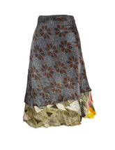 Tea Calf Length Sari Silk Wrap Skirt 72"