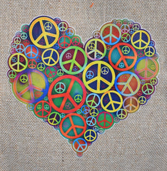 Heart CND Peace Printed Cotton Back Pack