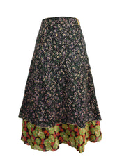 Tea Calf Length Sari Silk Wrap Skirt 68"