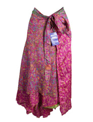 Tea Calf Length Sari Silk Wrap Skirt 68"