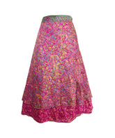 Tea Calf Length Sari Silk Wrap Skirt 68"