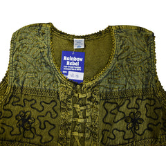 Stonewashed Embroidered Viscose Summer Dress