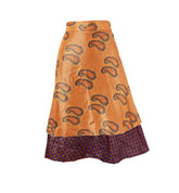 Tea Calf Length Sari Silk Wrap Skirt 62"