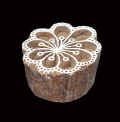 Indian Wood Printing Block - Dandelion (5.5cm)