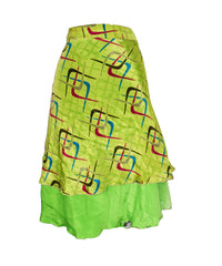 Knee Length Sari Silk Wrap Skirt 64"