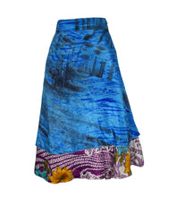 Knee Length Sari Silk Wrap Skirt 64"
