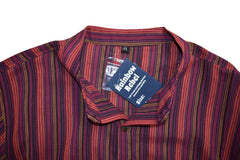 Striped Cotton Collarless Shirt