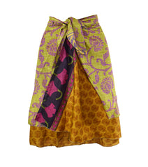 Knee Length Sari Silk Wrap Skirt 48"