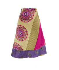 Knee Length Sari Silk Wrap Skirt 70"