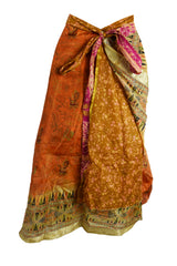 Tea Calf Length Sari Silk Wrap Skirt 46"