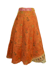 Tea Calf Length Sari Silk Wrap Skirt 46"